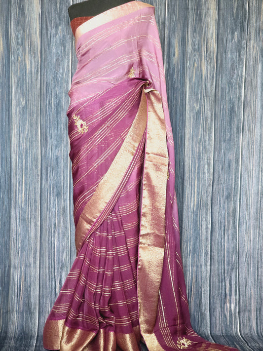 Organza georgette (duel shade)saree with designer blouse