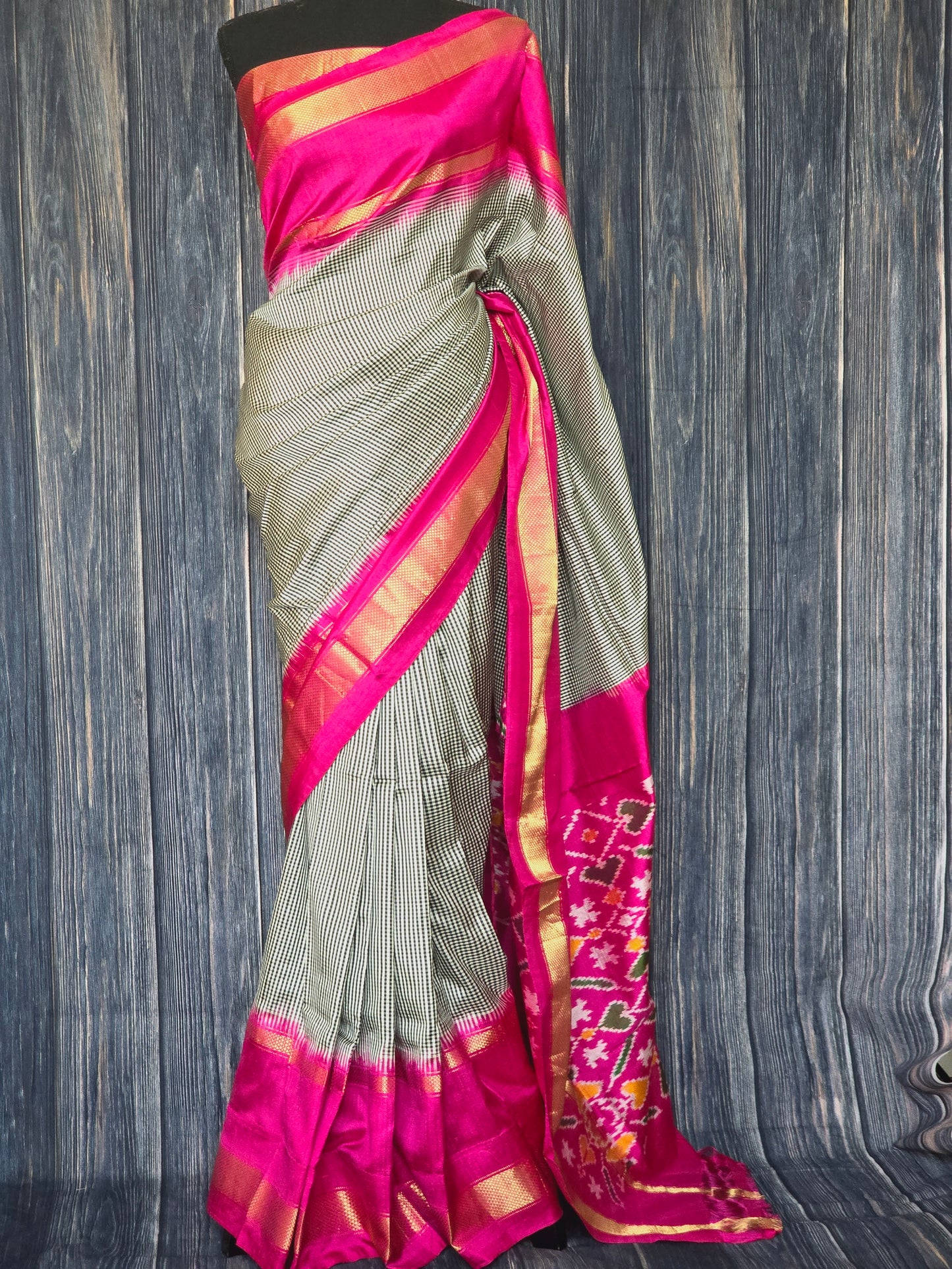 Iklat pure silk handloom saree wit stitched blouse