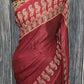 Redish maroon modal silk saree with stitched blouse