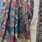 Crape silk saree with all over kalamkari design- plain blouse