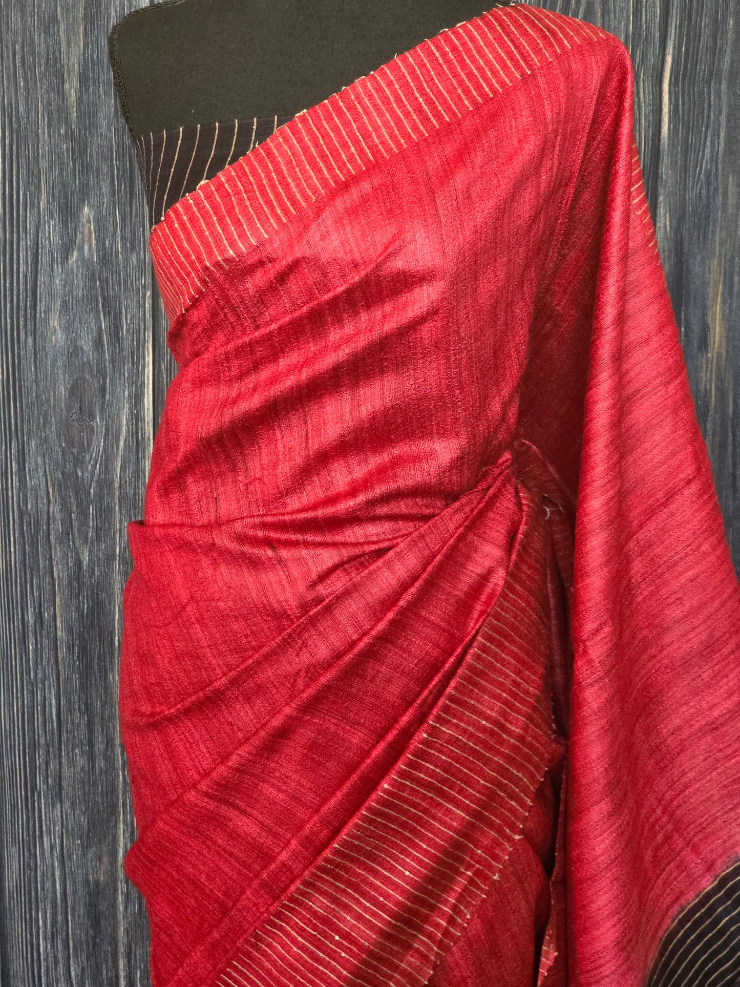 Jute silk saree with sequins border- stitched blouse