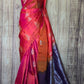 Kancheepuram soft silk (peach/orange) duel tone saree with stitched blouse