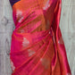 Kancheepuram soft silk (peach/orange) duel tone saree with stitched blouse