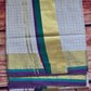 Set saree with check body/ multi color kasav