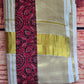 Set saree with gold strioes body-  printed border- stitched blouse (printed matiching blouse)