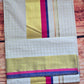 Set saree with check body/ pink blue/ gold kasav