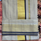 Set saree with check body- gold/ black kasav