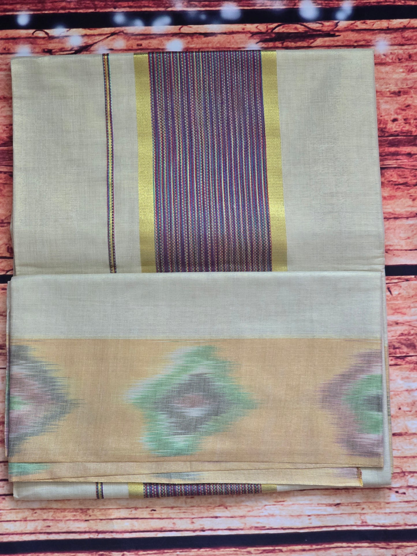 Tissue set saree with printed border