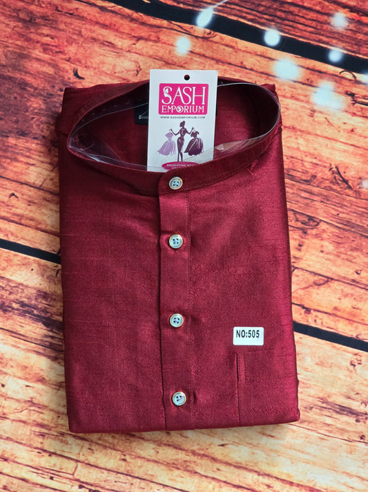 Men's kurta( semi silk)- maroon