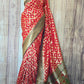 Khaddi georgette (Red/Purple)saree with stitched blouse