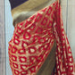 Khaddi georgette (Red/Purple)saree with stitched blouse