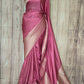 Semi georgette banarasi saree( onion pink)with stitched blouse