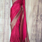 Semi georgette banarasi saree (dark pink) with stitched blouse