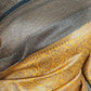 Semi katan ( yellow/black) saree with stitched blouse