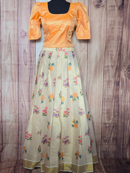 Onam floral skirt with top