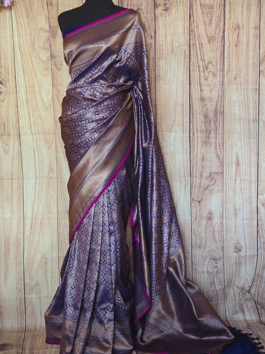 Semi katan silk saree with stitched blouse