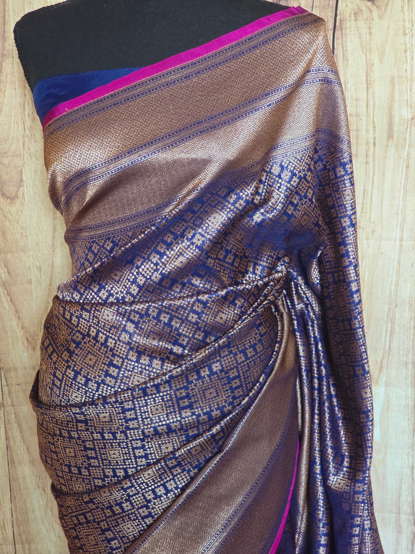 Semi katan silk saree with stitched blouse