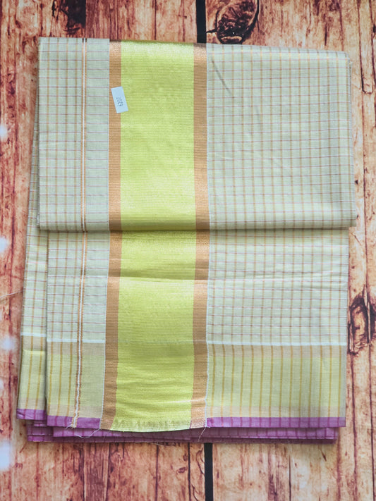 Copper check body set saree