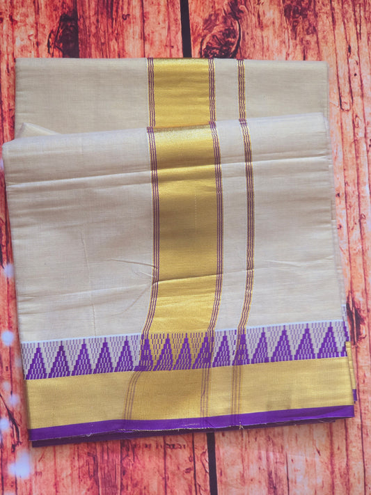 Set saree with flurascent blue border