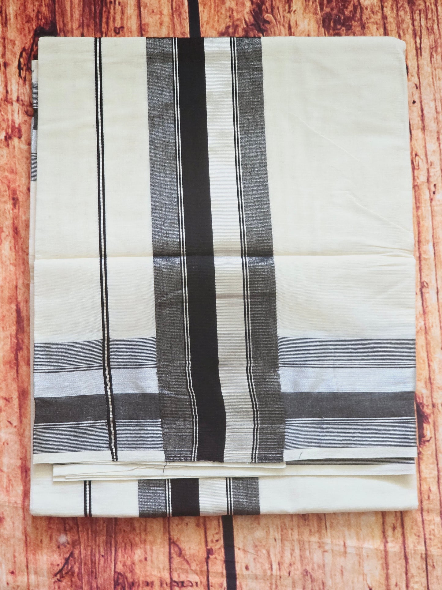 Cotton Set saree silver/ black border