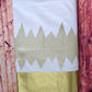 Cotton set saree with gold zigzag design on body