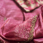 Crushed organza saree with stitched blouse