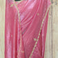 Crushed organza saree with stitched blouse