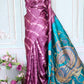 Tussar silk saree with kalamkari contrast pallu-  stitched kalamkari blouse