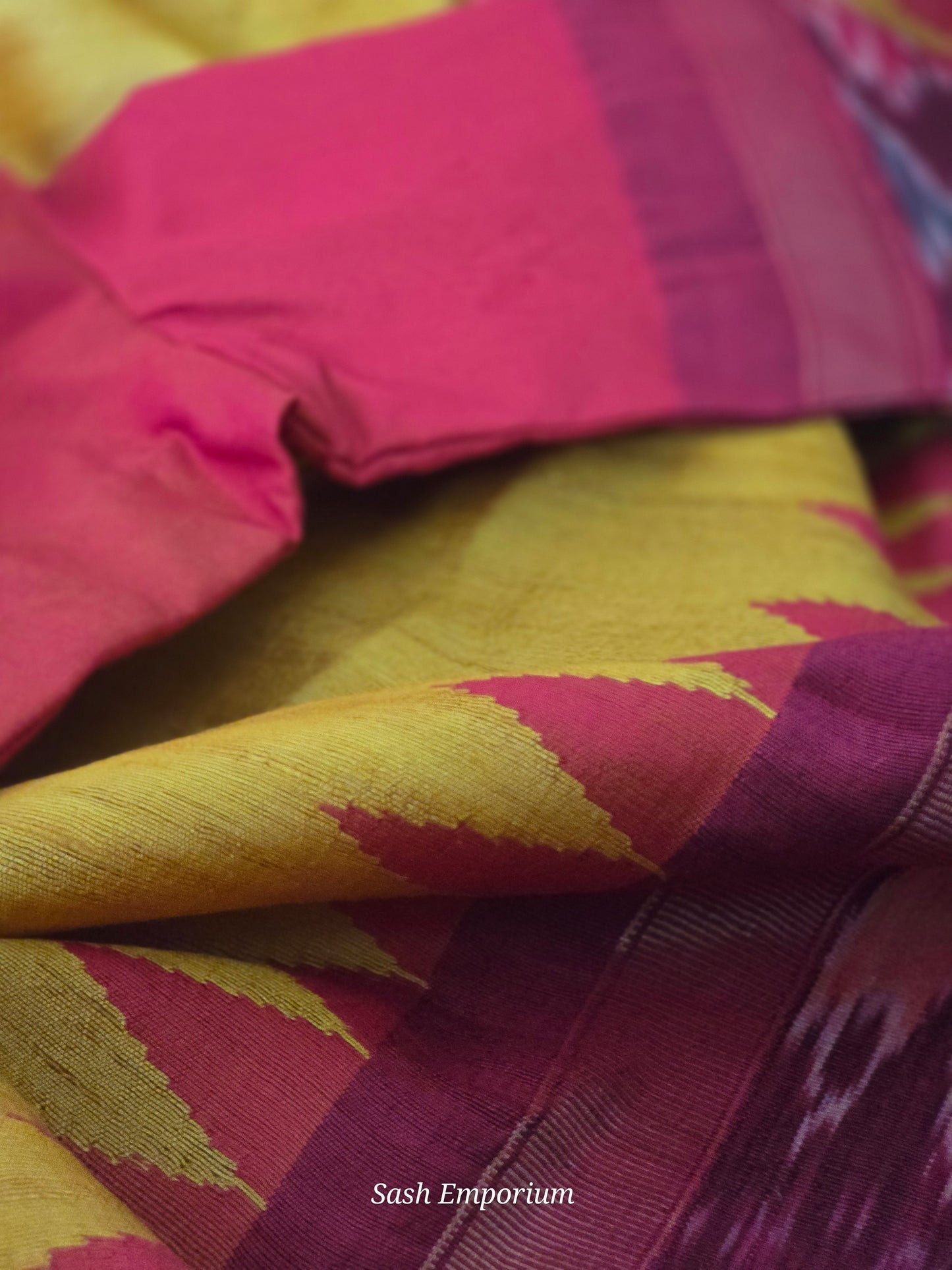 Jute/tussar silk saree with Temple border