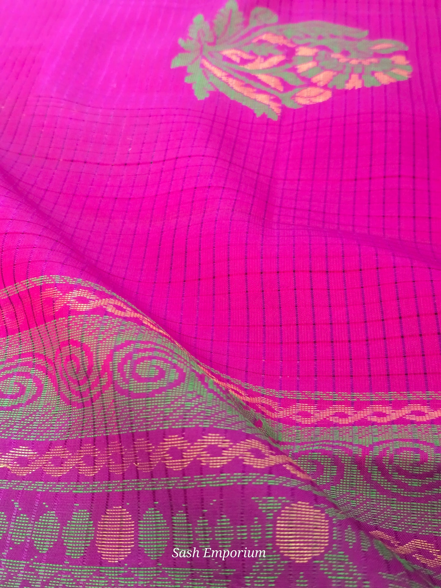 Soft silk kancheepuram saree with copper zari border- stitched blouse available