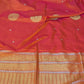 Soft silk ( peach/orange tone) kancheepuram saree with stitched blouse