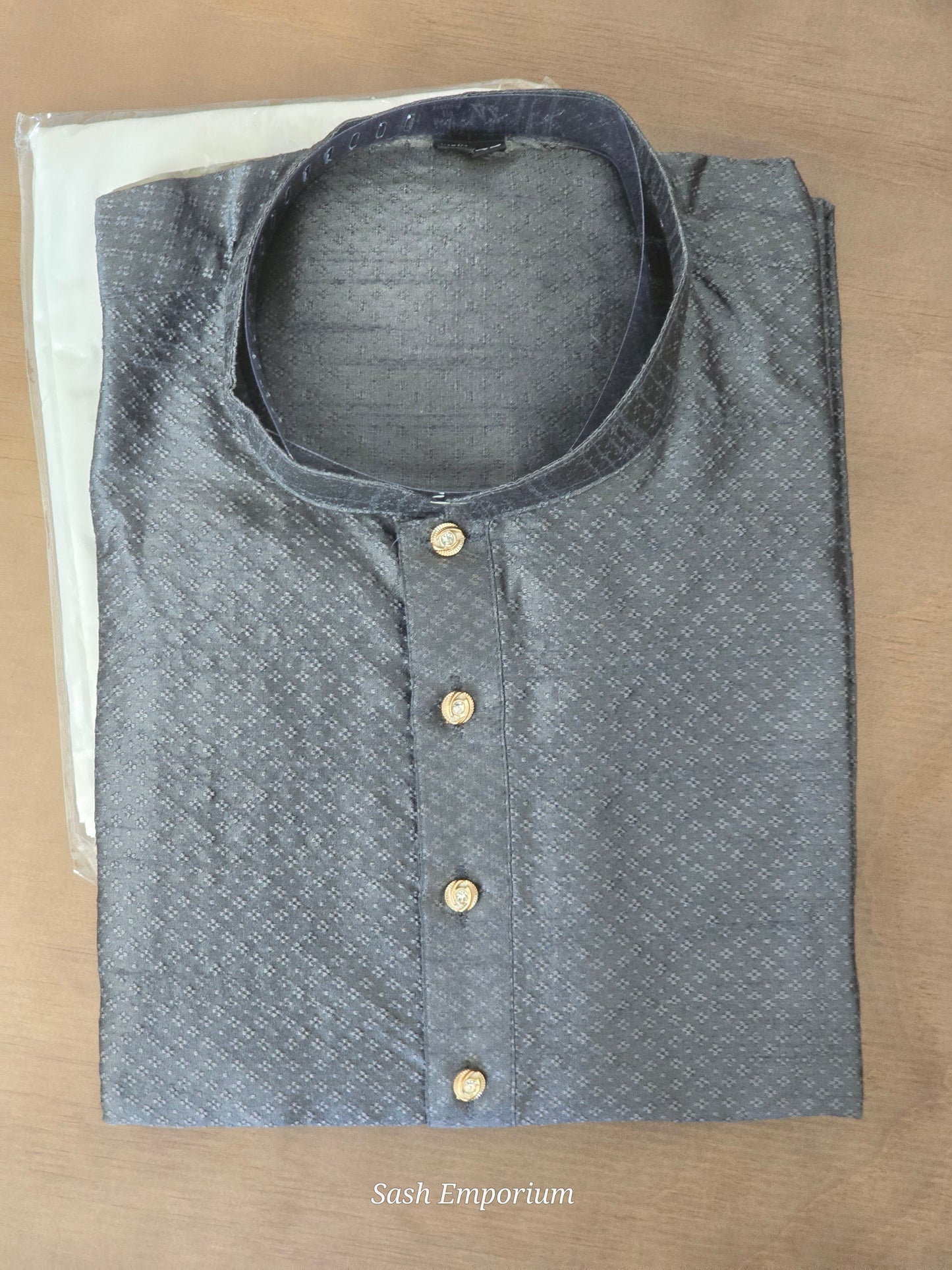 Dark grey men's kurta with pants