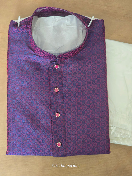 Purple silk kurta with pants