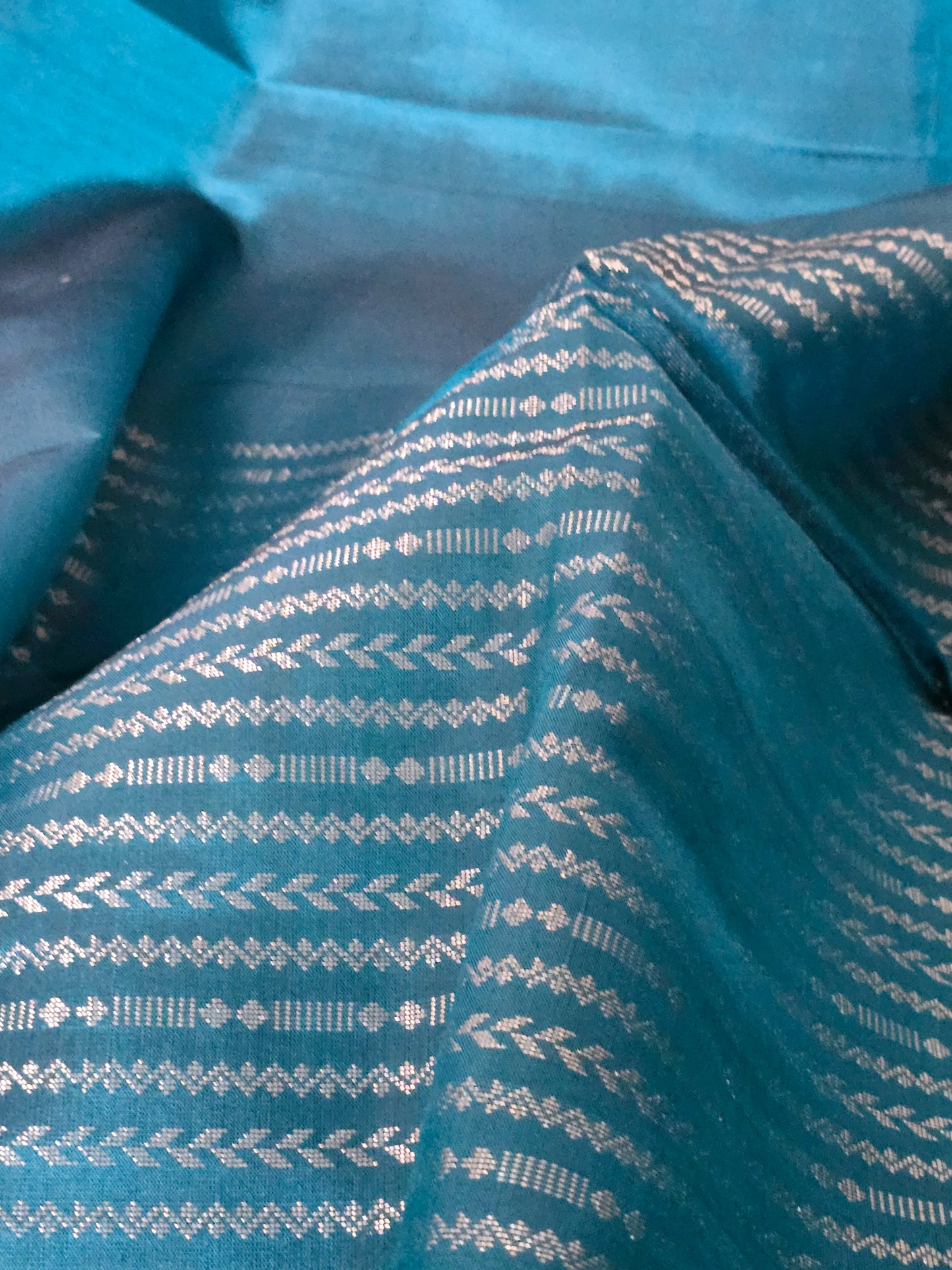 Kanchipuram soft silk saree ( teal blue) with stitched blouse