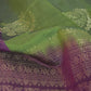 Kanchipuram soft silk saree( pickle green) with burgundy border- stitched blouse