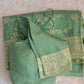 Sage green Mushru silk with banarasi weaving- Stitched blouse