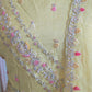 Party wear long gown( light yellow) with dupatta- handwork