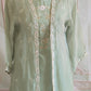 Party wear long gown(pastel shade) with handworked shrug