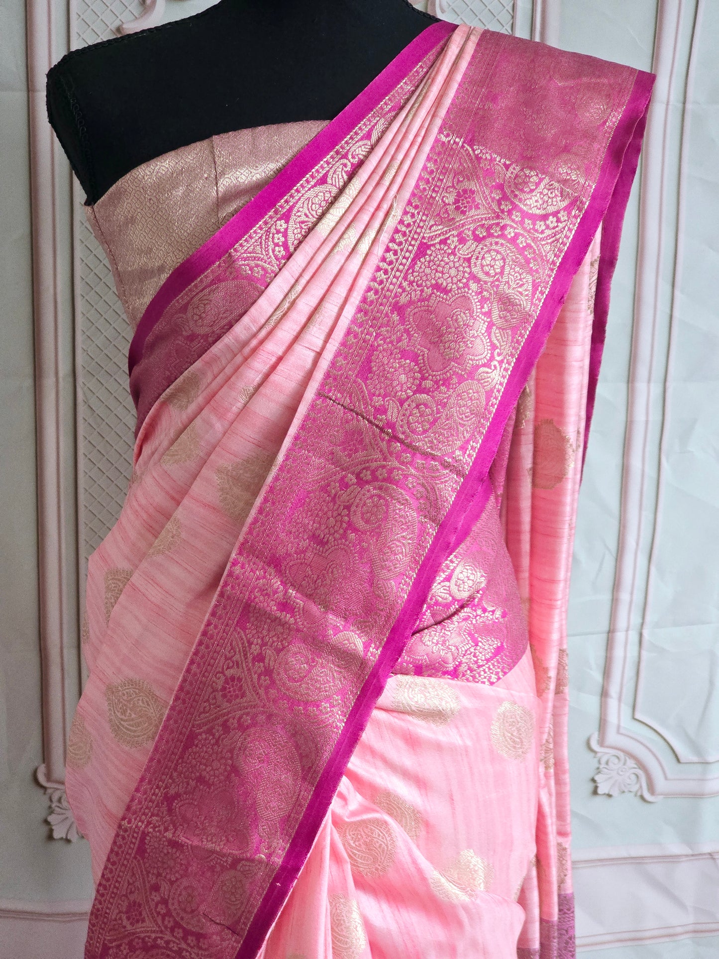 Semi raw silk saree with stitched blouse