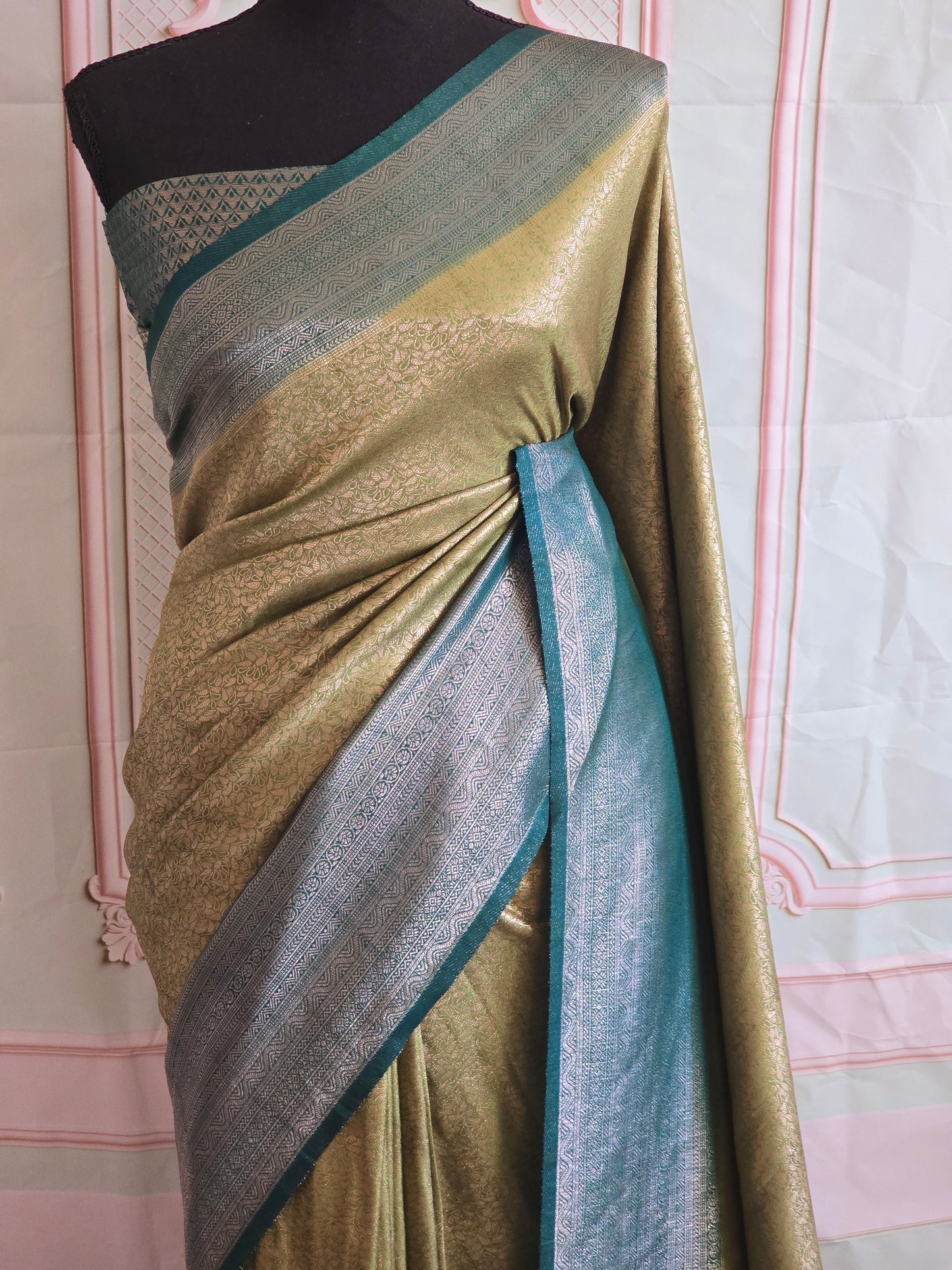 Semi soft silk saree with stitched blouse