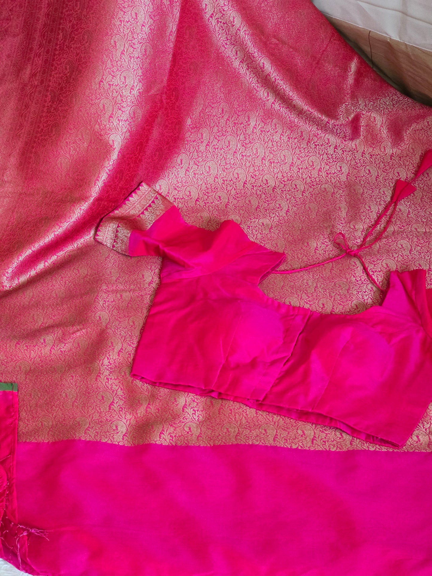 Semi katan banarasi silk saree with stitched blouse