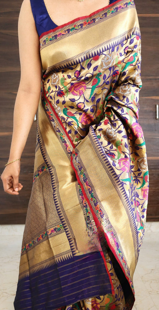 Banarasi tissue silk saree with Paithani weaves