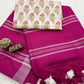 Cotton linen saree with printed blouse