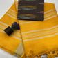 Cotton linen saree with contrast stitched blouse