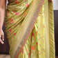 Khaddi georgette silk in floral jaal weaving with sabyasachi borders