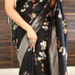 Munga silk saree with floral design- stitched blouse