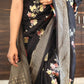 Munga silk saree with floral design- stitched blouse