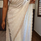 Georgette saree chilankari work and cutdana/ stone work border- stitched blouse