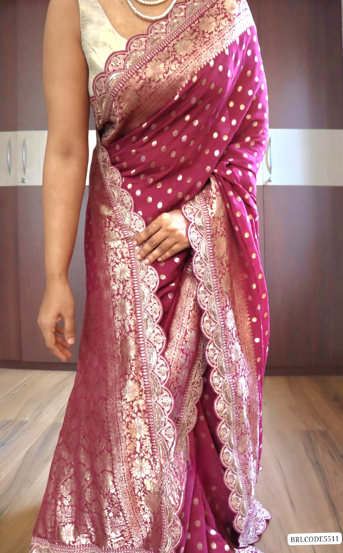 Pure georgette saree with heavy border- Stiched blouse available