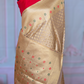 Pure tissue silk weaving saree with gold design all over body- stitched blouse